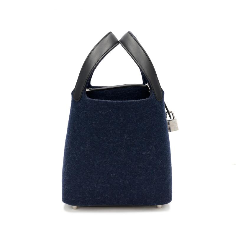 Hermès Bleu Nuit Feutre Wool and Black Swift Picotin Lock 18 PM Palladium Hardware - Image 3